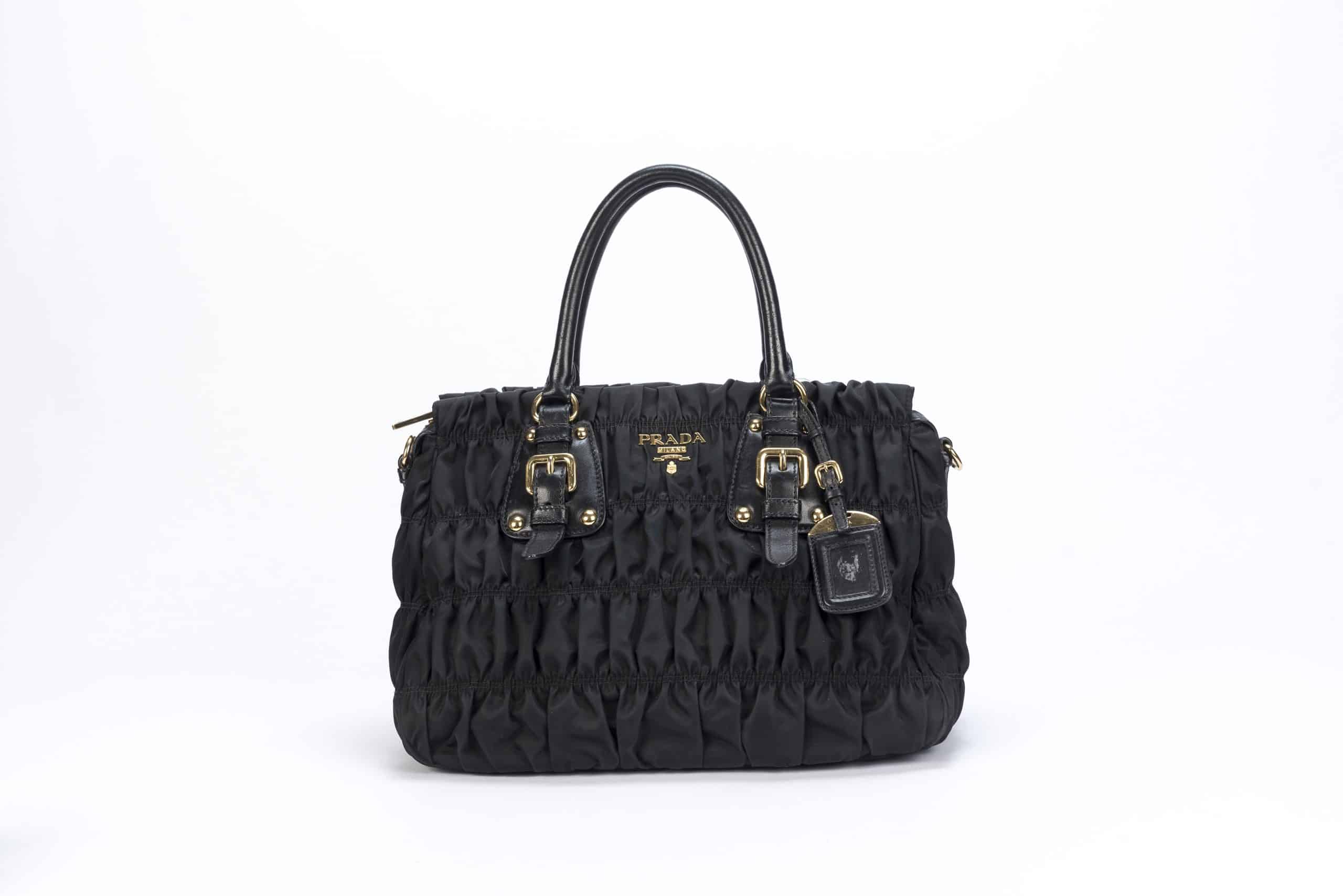 Prada Tessuto Gaufre Nylon Small Black Satchel Handbag – Queen Bee