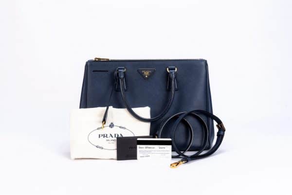 Prada Saffiano Lux Leather Medium Double Zip Tote Bag in Bluette - Image 9