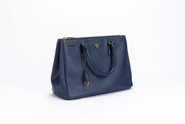 Prada Saffiano Lux Leather Medium Double Zip Tote Bag in Bluette - Image 2