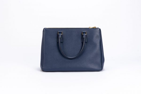 Prada Saffiano Lux Leather Medium Double Zip Tote Bag in Bluette - Image 3