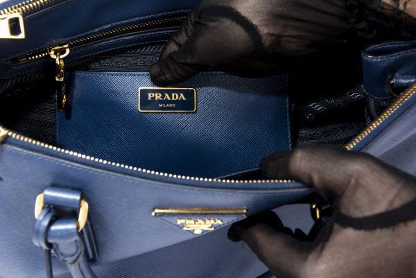 Prada Saffiano Lux Leather Medium Double Zip Tote Bag in Bluette - Image 5