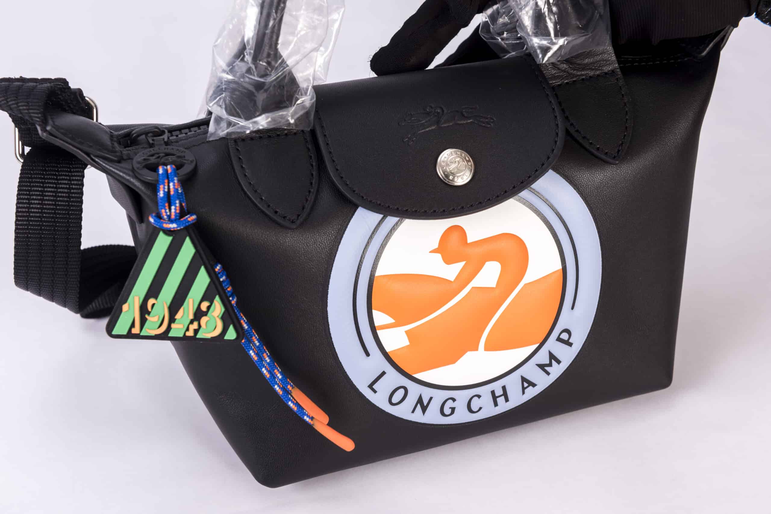Longchamp Mini Le Pliage Cuir Croc Embossed Leather Top Handle Bag